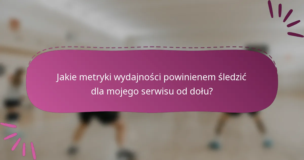 Jakie metryki wydajności powinienem śledzić dla mojego serwisu od dołu?