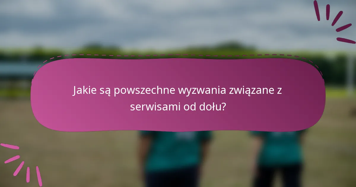 Jakie są powszechne wyzwania związane z serwisami od dołu?